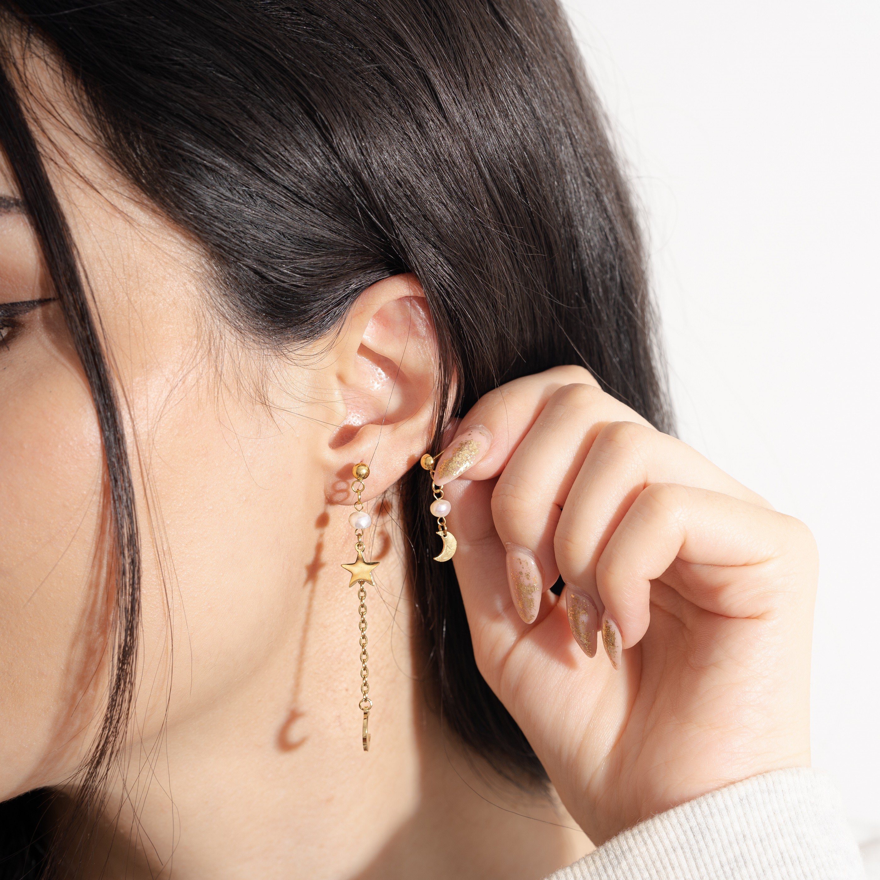 Night Sky with Pearl earrings