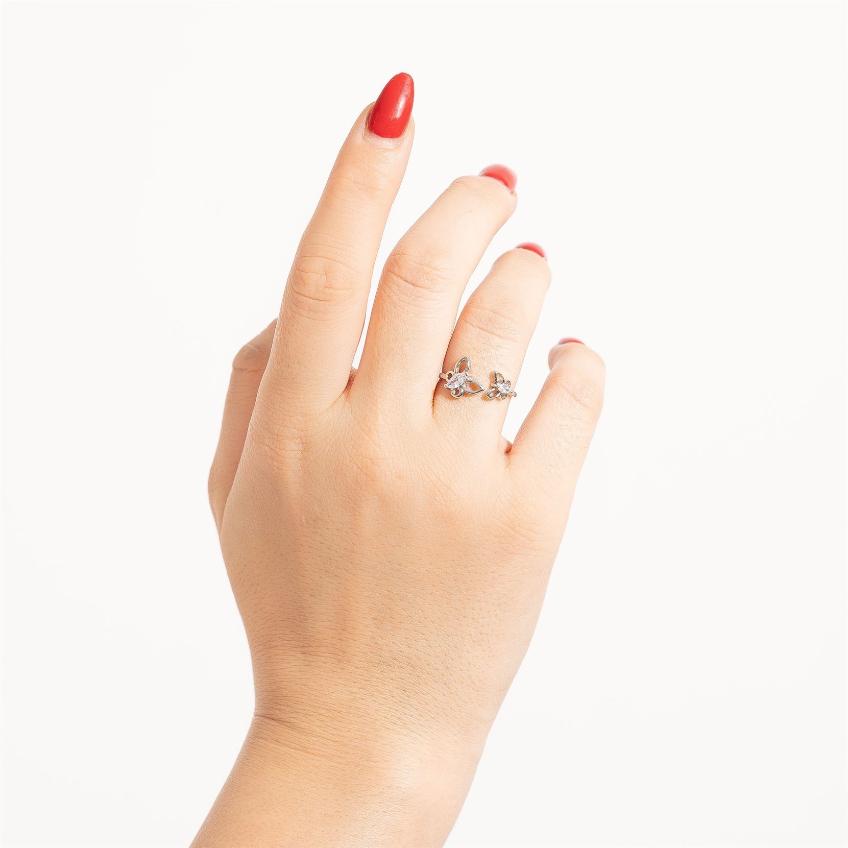 OS - Twin Butterfly w Spear Stone Open Ring